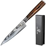 Wolfblood Küchenmesser L Chefmesser (24cm) Damastmesser - 67 Schichten - Damaststahl - Mit Echtholzgriff - Profimesser mit Geschenkbox - Allzweckmesser - Kochmesser - Santoku – Officemesser 5 I