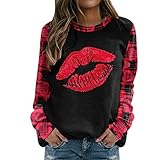 Valentinstag Sweatshirt Damen Teenager Mädchen Valentinspullover Aufdruck Valentinspulli Top