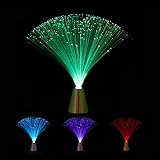 Relaxdays Glasfaserlampe, fließender Farbwechsel, LED Retrolampe, Stimmungslicht, Effektleuchte Fiberglas, 33 cm, b
