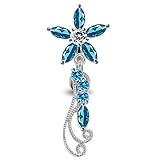 Blue Crystal Stein Trendy Blume Filigrane Design Sterling Silber Bauch Lichtleisten Piercing