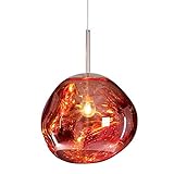 Pendelleuchte Moderner Hängelampe für Lava-Glas, E27 Unregelmäßige Form Schmelz spiegelkugel Deckenlampe, für Wohnzimmer Schlafzimmer Restaurant corridor,Rot,20