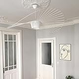 MeTikTok Vertigo LED Pendelleuchten Vintage Kronleuchter für Wohnzimmer (einstellbare Lichthöhe) aus Fiberglas + Polyurethan, E27 Kronleuchter für Restaurant, dekorativer Lichtschirm,Weiß,120CM