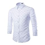 Jubaton Herrenhemden Bedruckte Oberteile Lange Ärmel Einfarbig Stehkragen Slim Fit Cardigan Mode Lässig Vielseitig Business Gutaussehend M