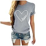 T-Shirt Damen Vintage Sweatshirt Bequem Regular Fit Tee Top Mit Aufdruck Streetwear Lässige Tops Motiv Oberteile Bügelfrei Kurzarm Sommer Freizeit Damenoberteile Shirt Bedruck