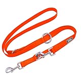 DDOXX Hundeleine Nylon, 3fach verstellbar, 2m | für kleine & große Hunde | Doppel-Leine Zwei Hund Katze Welpe | Schlepp-Leine groß | Führ-Leine klein | Lauf-Leine Welpen-Leine | XS, Orang