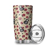 YJUHG Rose Floral Gitarre 20oz Thermobecher mit Deckel Doppelwand Edelstahl Kaffeebecher to Go Isoliert Thermosflasche Umweltfreundliche Wasserflasche Geschenke für Frauen Männlich Multicolor 600