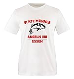 Comedy Shirts - Echte Männer Angeln Ihr Essen. - Jungen T-Shirt - Weiss/Schwarz-Rot Gr. 152/164