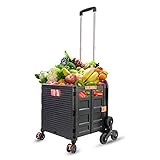 Faltbarer Einkaufswagen Stair Climber Grocery Utility Cart Mit Rädern Tragbarer Rollkisten-Handwagen Für Den Einsatz Im Home Travel Storage Office,Schw