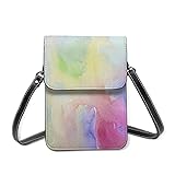 Damen-Umhängetasche, Handytasche, Geldbörse, Geldbörse, Rosenmotiv auf Stein, Reisetasche mit mehreren Taschen, Rot - 88 mehrfarbige abstrakte Aquarellfarben - Größe: Einheitsgröß