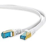 HUANGTAOLI Cat 7 Netzwerkkabel, Ethernet-Kabel, geschirmt, RJ45-Kabel, hohe Übertragungsrate, 10 Gbps, 600 MHz, Patch LAN (Weiß, 1 m)