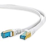 HUANGTAOLI Cat7 Patch-Netzwerkkabel Gigabit Lan mit RJ45-Steckern, vergoldet, hohe Geschwindigkeit, 10 Gbit/s, 600 MHz (weiß, 15 Meter)