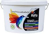 RyFo Colors Acryl Fassadenfarbe 10l (Größe wählbar) - weiße Außen-Farbe-Dispersion, Reinacrylat Basis, wasserabweisend, hohe Deckkraft, höchster Wetterschutz, lö