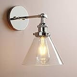 WYDM Vintage Industrial Edelstahl Lampenfassung Klarglasschirm Loft Kaffeebar Wandleuchte Retro Lampenfassungen ohne Glühb