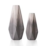 TERESA'S COLLECTIONS Keramik Blumenvasen, 2er Set grau geometrische dekorative Vase für Wohnzimmer, Küche, Tisch, Zuhause, Büro, Hochzeit als Geschenk 28 / 22