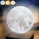 Schwebende Mondlampe, LED 3 Farben, dimmbare Mondlampe, 3D schwebender Mond Nachtlicht mit luxuriösem Holzsockel, für Raumdekor/Nachtlicht/Büroschreib
