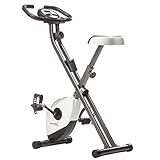 skandika Foldaway X-1000 Fitnessbike Heimtrainer x-Bike F-Bike klappbar mit Handpuls-Sensoren, 8-stufiger Magnetwiderstand, LCD Display, 130 Kg max. Gewichtsbelastung (weiß)