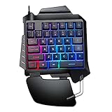 nJiaMe Einhändig Gaming Keyboard Mini Backlit Mechanische einhändige Wired Tastatur mit Handgelenkauflage für Computer PC-Desktop