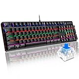 Mechanische Tastatur Gaming Blau Schalter 104 Taste, Kabelgebundene Tastatur AJAZZ AK33 Pro QWERTY-Tastatur 32 Modi Beleuchtung Anti-Ghosting 100% Mechanische Gaming Tastatur-Schw