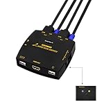 JideTech KVM Switch HDMI 2 Port 4K @ 60Hz 4: 4: 4, KVM USB Umschalter Unterstützt Audiomikrofon sowie drahtlose Maus und Tastatur,mit 2 HDMI und USB Kab