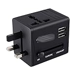 ZXTQW Reise Adapter Internationaler Netzteil 2 USB Reise-Ladegerät-Stecker mit EU Plug Outlets Universal Power Socket Reisesteckeradapter (Standard : EU Plug)