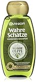 GARNIER Wahre Schätze Shampoo/Intensive Haarpflege bis in die Spitzen/Wohltuend und Vitalisierend (aus nativem Olivenöl - für sehr trockenes, beanspruchtes Haar - ohne Parabene) 1 x 250