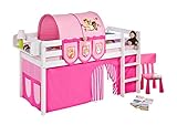 Lilokids Sonderpreis Set Angebot - Spielbett JELLE Filly - TÜV & GS geprüft - Weiß - Hochbett mit Vorhang, Tunnel, Taschen und L