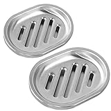 Kaxich 2 Stück Seifenschale, 304 Edelstahl Seifenhalter Doppelte Schichten Seifenablage für Dusche, Bad, Kü