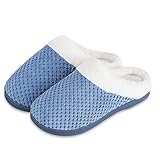 Hausschuhe Damen Winter Hausschuhe Herren Wärme Memory Foam Home Plüsch Rutschfeste Drinnen und Draußen Slipper(Light Blau, 38/39EU)