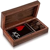 Einzigartige Geburtstagsgeschenkideen, handgefertigter klassischer hölzerner Spielkartenhalter, Deck-Box, Aufbewahrungsbox, Organizer mit Würfel und Einzelpackung hochwertiger „Ace“-Spielk