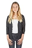 VERO MODA Damen VMALLY 3/4 Knit Cardigan NOOS Strickjacke, Schwarz Black, 38 (Herstellergröße: M)