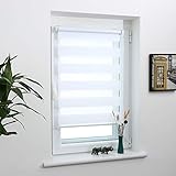 Grandekor Doppelrollo Klemmfix, Duo Rollos für Fenster und Tür ohne Bohren mit Klämmträger, Fensterrollo lichtdurchlässig & verdunkelnd - Weiß 75x210cm (Stoffbreite 71cm)