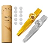 2 Stück Metall Kazoo mit 10 Membranflöten Musikinstrument-Set für Kinder Musikliebhab