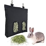 QSLQYB Hasenheu-Futterstation Hasen-Futterstation Heu-Futterstation für Kaninchen Meerschweinchen Heu-Futterspender Heubeutel Hängesack für Kaninchen Meerschweinchen (klein, schwarz)
