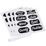 Eachgoo Tafel Aufkleber, 120 Stück Tafel Etiketten Küchen Tafel-sticker Tafelfolie Selbstklebend mit Kreidemarker für Gläser, Flaschen, Organisieren und B
