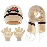 Kinder Mütze Schal Handschuhe Set, Baby und Kleinkind 3-teiliges Set aus Schal, Schalhandschuhe für Kleinkinder, Kinder, Wintermütze, Halstuch, Geschenke für Mädchen und Jung