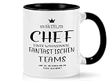 Tasse mit Spruch - Ich bin stolzer Chef eines wahnsinnig fantastischen Teams - bester Chef Geschenk Kaffe Tasse für Chef Geburtstag, Abschied T