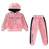 LPATTERN Kinder Mädchen 2tlg Bekleidungsset Zweiteiler Sportanzug Trainingsanzug Jogginganzug Freizeitanzug Outfit-Set(Kapuzenpullover+ Trainingshose), Rosa, 104-110(Label: 110)