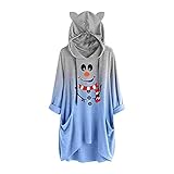 NHNKB Hoodie Damen Oversize Locker Sweatshirt Pullover mit Kapuze, Farbverlauf Hoodies Damen Jugendlich Casual Kapuzenpullover Langarmshirt für Herbst Winter, W