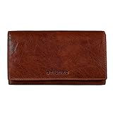 STILORD 'Marquesa' Leder Geldbörse Damen RFID Schutz NFC Portmonnaie Damen Vintage Geldbeutel Groß Quer mit Ausleseschutz in Geschenkbox Echtleder, Farbe:Brandy - b