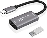 GLUBEE Video Capture Card, Videoaufnahmekarte wunderbar 4K HDMI auf 1080P 60fps USB C für Gaming Streaming TV-Recorder, für Windows Mac OS System mit USB C-Adapter zur Anpassung von PS4, Switch, Xbox