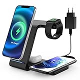 SOWINK 4 in 1 Kabellose Ladestation Kompatibel mit iPhone 13/12/11 Series/8/7/Apple Watch 7/SE/6/5/4/3/2/2/AirPods Pro/3/2/Samsung S20/10/9/8, QI-zertifiziertes L