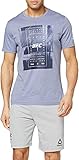 Reebok UFC FG T-Shirt Text, kurzärmelig, Herren, Blau (Washed Indigo), S