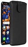 mumbi Echt Ledertasche kompatibel mit Huawei P30 lite Hülle Leder Tasche Case Wallet, schwarz - 6.15 Z
