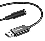 DuKabel Klinke auf USB Adapter 1,2 Meter Externe USB Soundkarte USB Headset Adapter USB auf 3,5mm 4-polige Buchse Audio Aux Adapter für Headset, Lautsprecher oder 4 Pole TRRS Mikrofon - Pro S