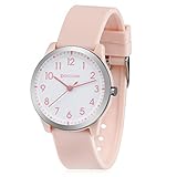 Kinderuhr, Kinder Uhr Jungen Mädchen Analog Quartz Uhr Uhren für Jungen Wasserdicht (Rosa)