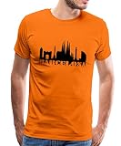 Spreadshirt Barcelona Skyline Spanien Hauptstadt Männer Premium T-Shirt, XL, Orang