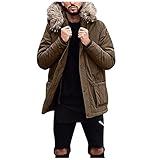 RMBLYfeiye Herren Winterjacke Pelzkragen Mit Kapuze Mäntel Jacken Fell Warme Pelzmantel Mode Parka Jacke Casual Winterparka Warme Winter Übergangsjacke mit T