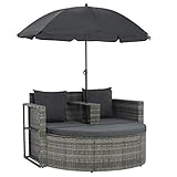 vidaXL Gartenlounge mit Sonnenschirm Poly Rattan Lounge Garnitur Gartenmöb