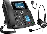 GEQUDIO IP Telefon GX5+ Set mit Netzteil Adapter & Headset - VoIP - Fritzbox, Telekom kompatibel - Premium Freisprechen & 2X Farbdisplays - Anleitung (PDF) für Fritz Box, Sipgate, Telekom Speedp