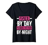 Damen Geister-Jagdjäger Paranormal Schwester Geschenk Ermittler sie T-Shirt mit V